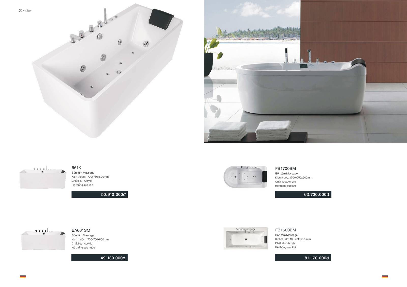 Thiết bị vệ sinh MUHLER Catalogue và Bảng giá mới nhất /Page 26
